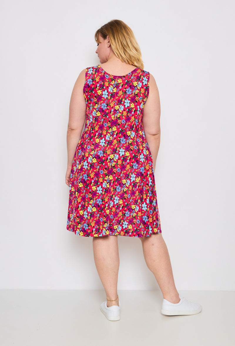 Plus Size Flared Printed Dress