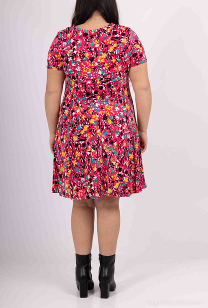 Plus Size Flared Printed Dress