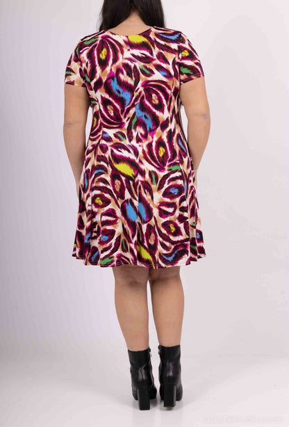 Plus Size Flared Printed Dress