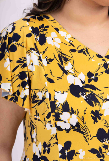 Plus Size Flared Printed Dress