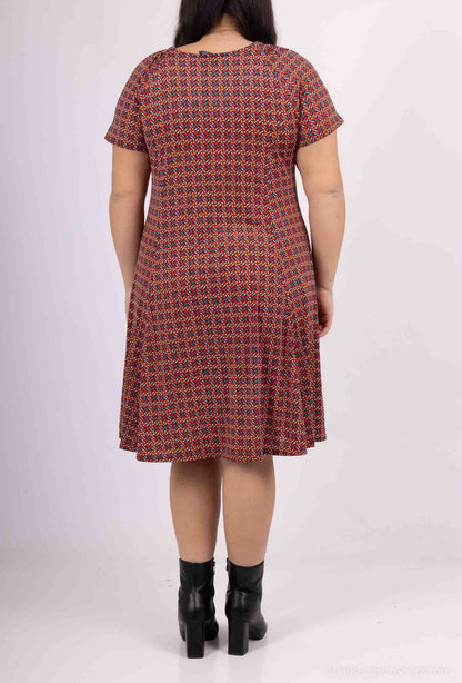 Plus Size Flared Printed Dress