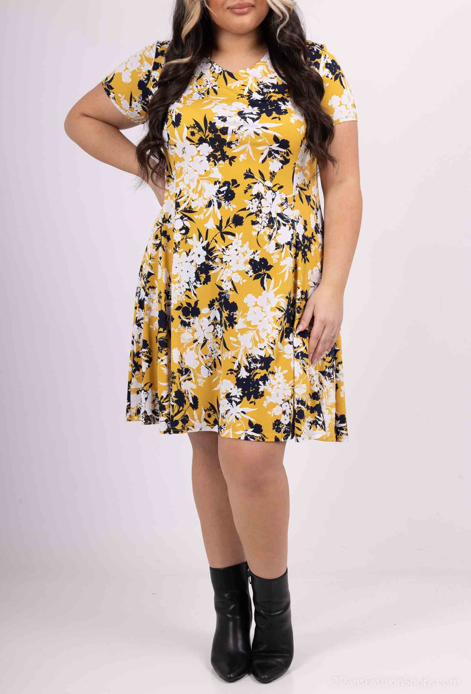 Plus Size Flared Printed Dress