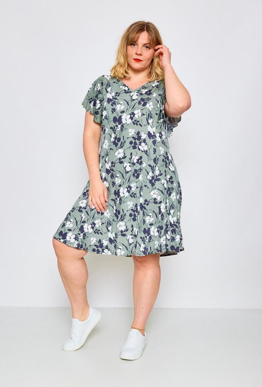 Plus Size Flared Printed Dress