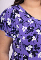 Plus Size Blommig Flared Klänning