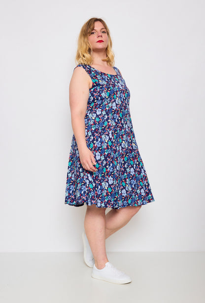 Plus Size flared printed dress