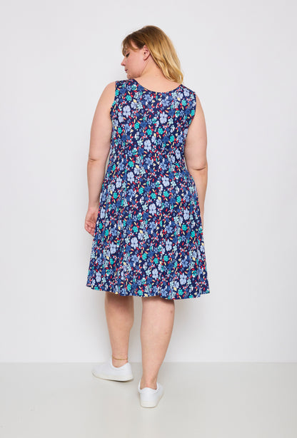 Plus Size Flared Printed Dress