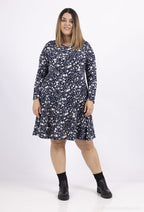 Plus Size Flared Printed Dress