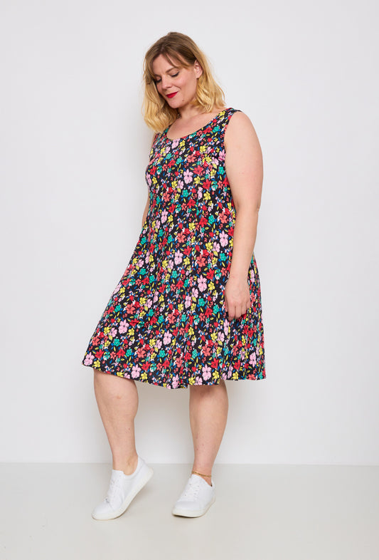 Plus Size Flared Printed Dress