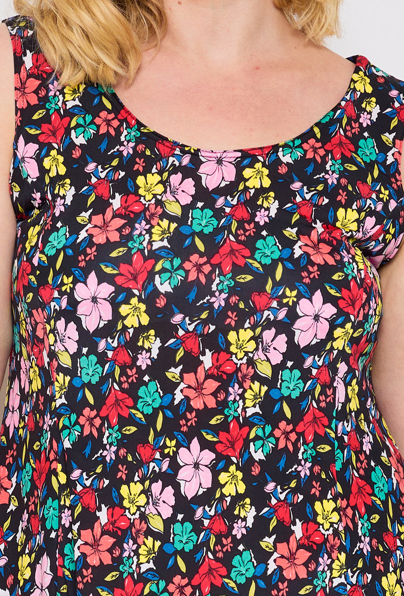 Plus Size Flared Printed Dress