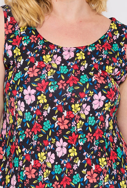 Plus Size Flared Printed Dress