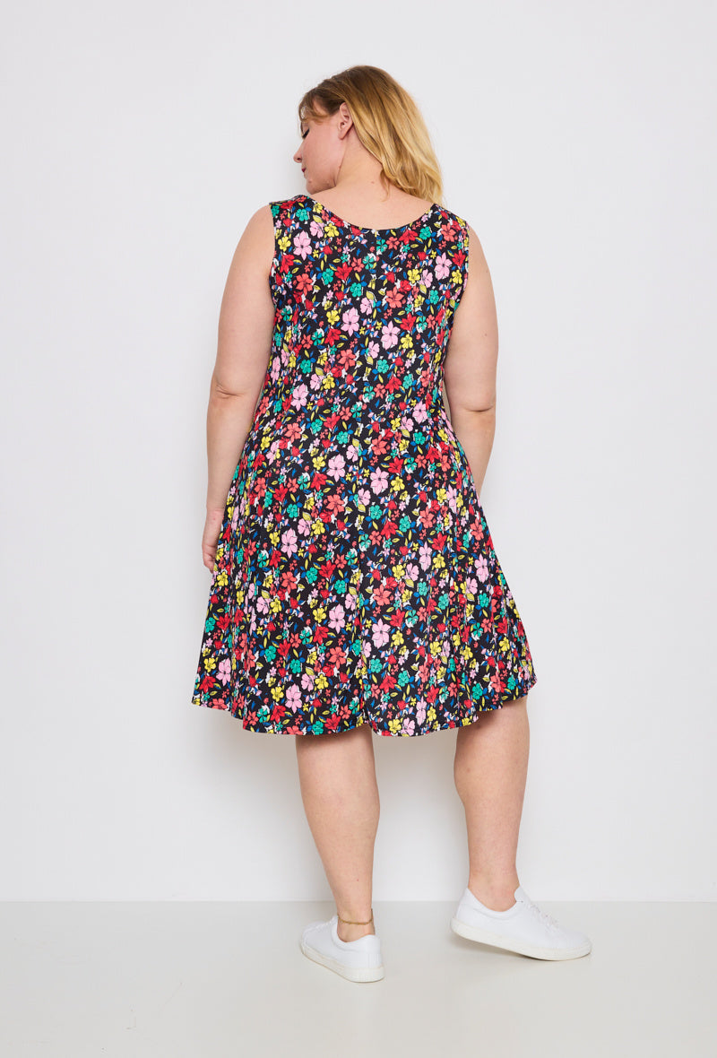 Plus Size Flared Printed Dress