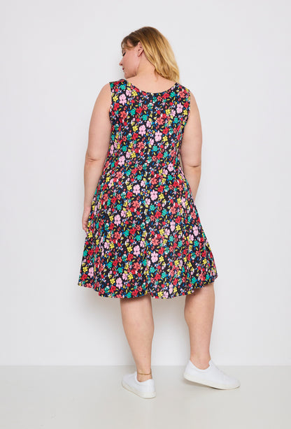 Plus Size Flared Printed Dress