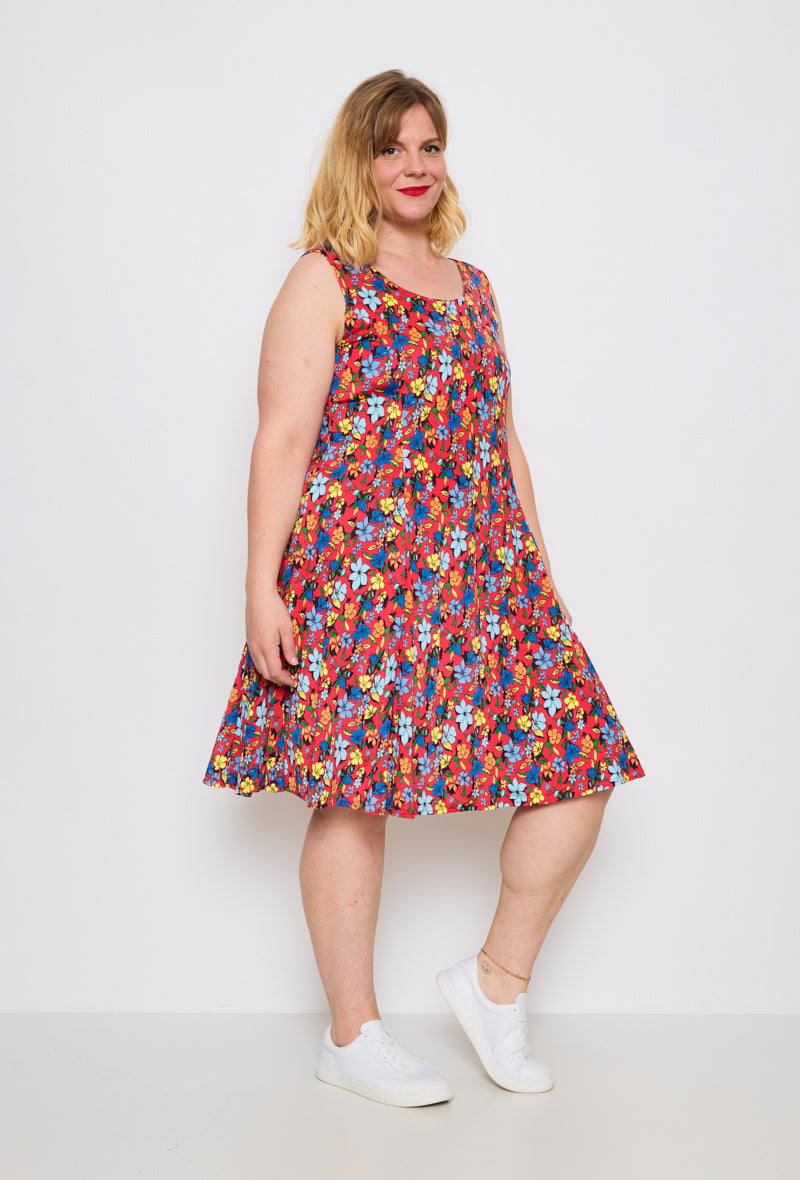 Plus Size flared printed dress
