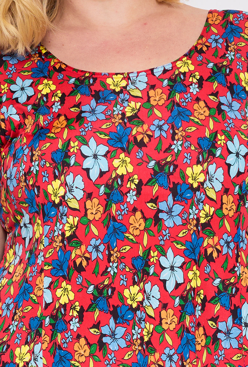Plus Size Flared Printed Dress