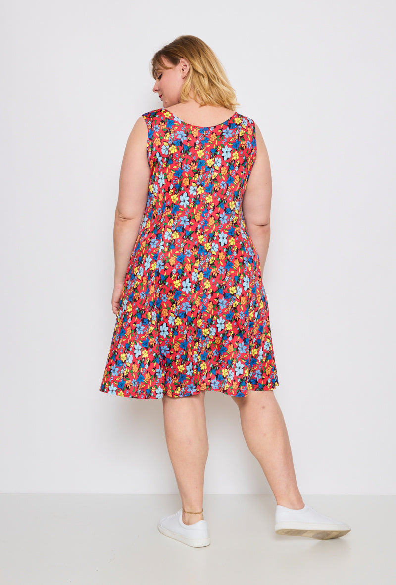 Plus Size Flared Printed Dress