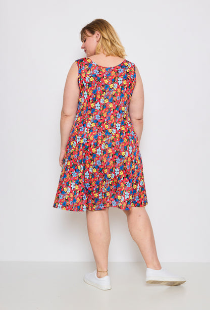 Plus Size Flared Printed Dress
