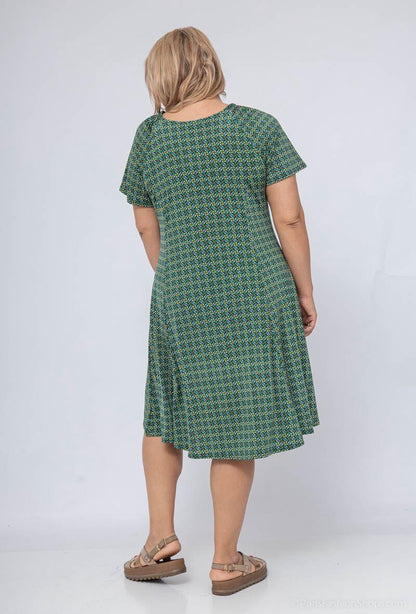 Plus Size Flared Printed Dress