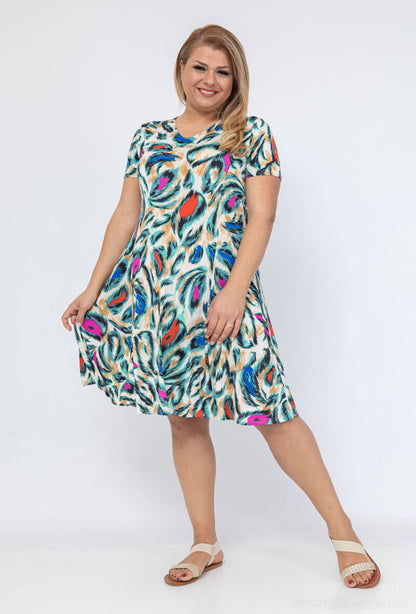 Plus Size Flared Printed Dress