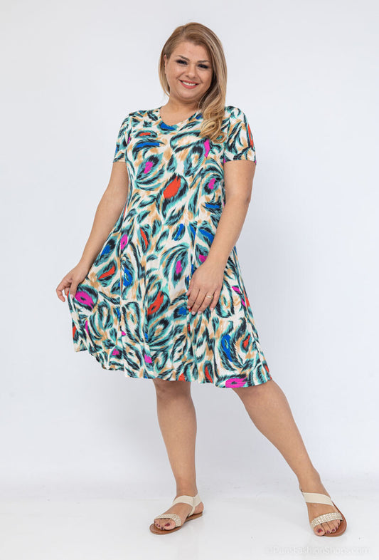 Plus Size Flared printed dress