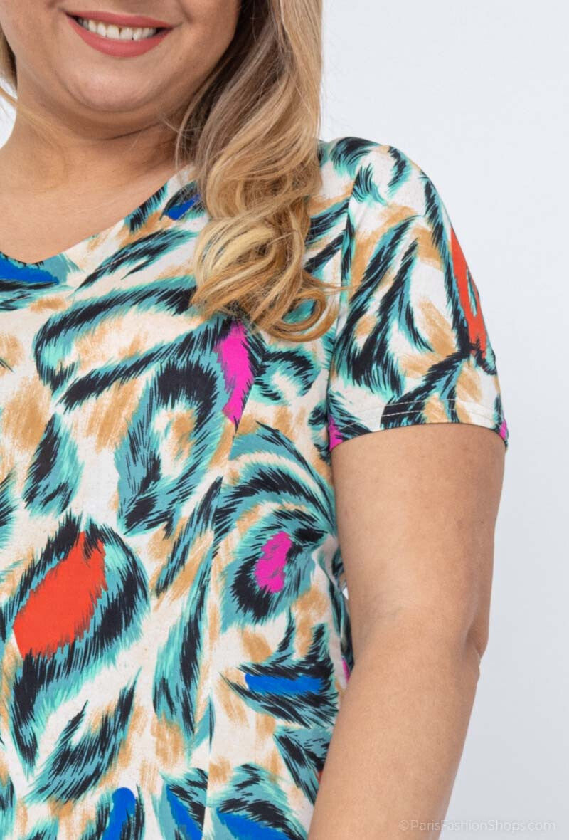 Plus Size Flared Printed Dress