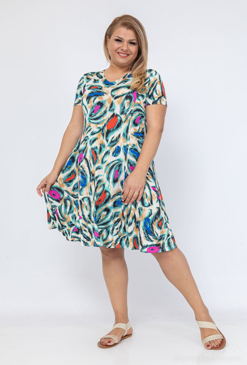 Plus Size Flared printed dress