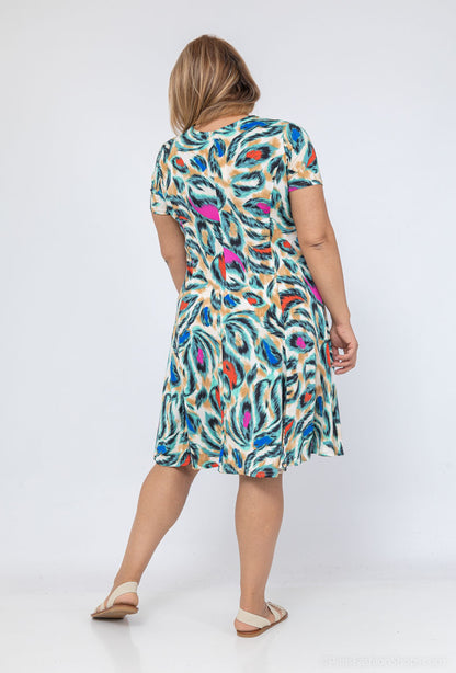 Plus Size Flared Printed Dress