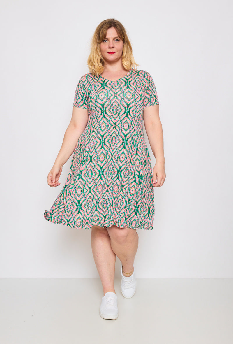 Plus Size Flared Printed Dress
