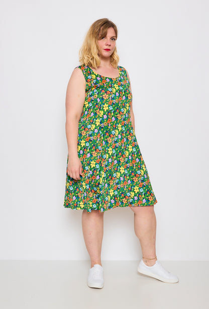 Plus Size flared printed dress