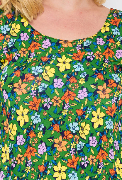 Plus Size Flared Printed Dress