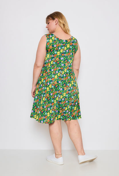 Plus Size Flared Printed Dress