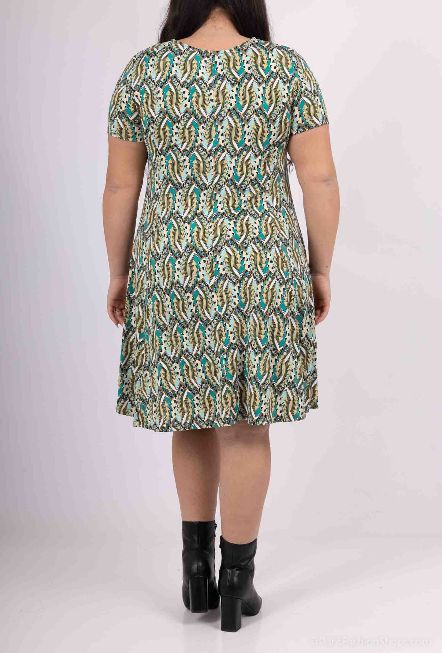 Plus Size Flared Printed Dress
