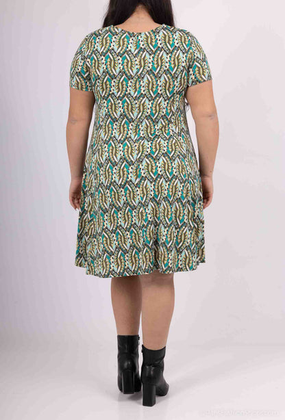 Plus Size Flared Printed Dress