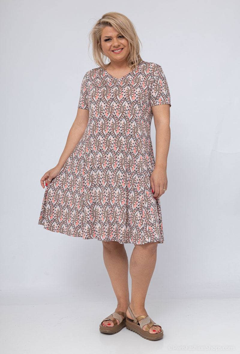Plus Size Flared Printed Dress