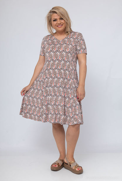 Plus Size Flared Printed Dress