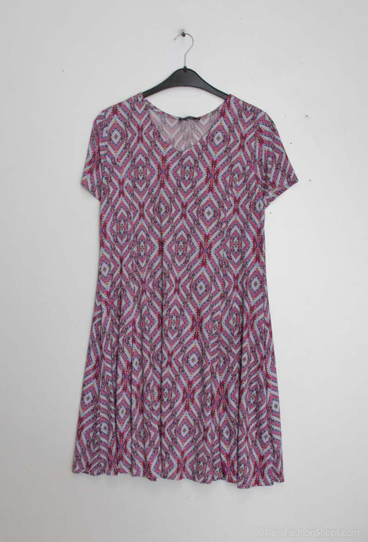 Plus Size Flared Printed Dress