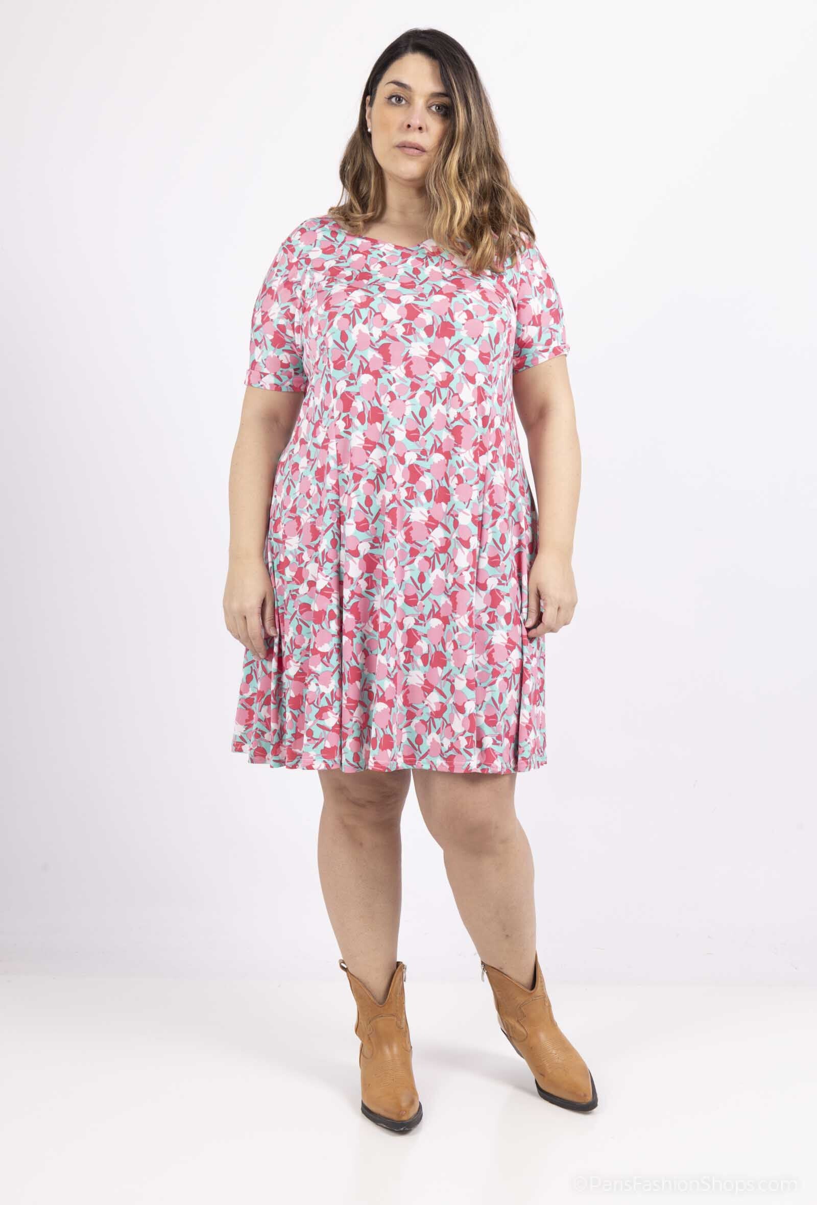 Plus Size Flared Printed Dress