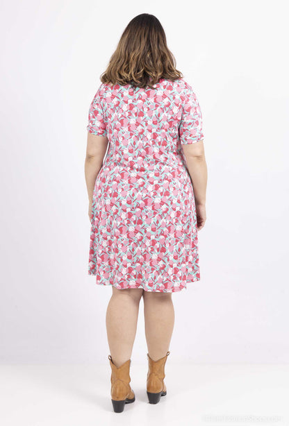 Plus Size Flared Printed Dress