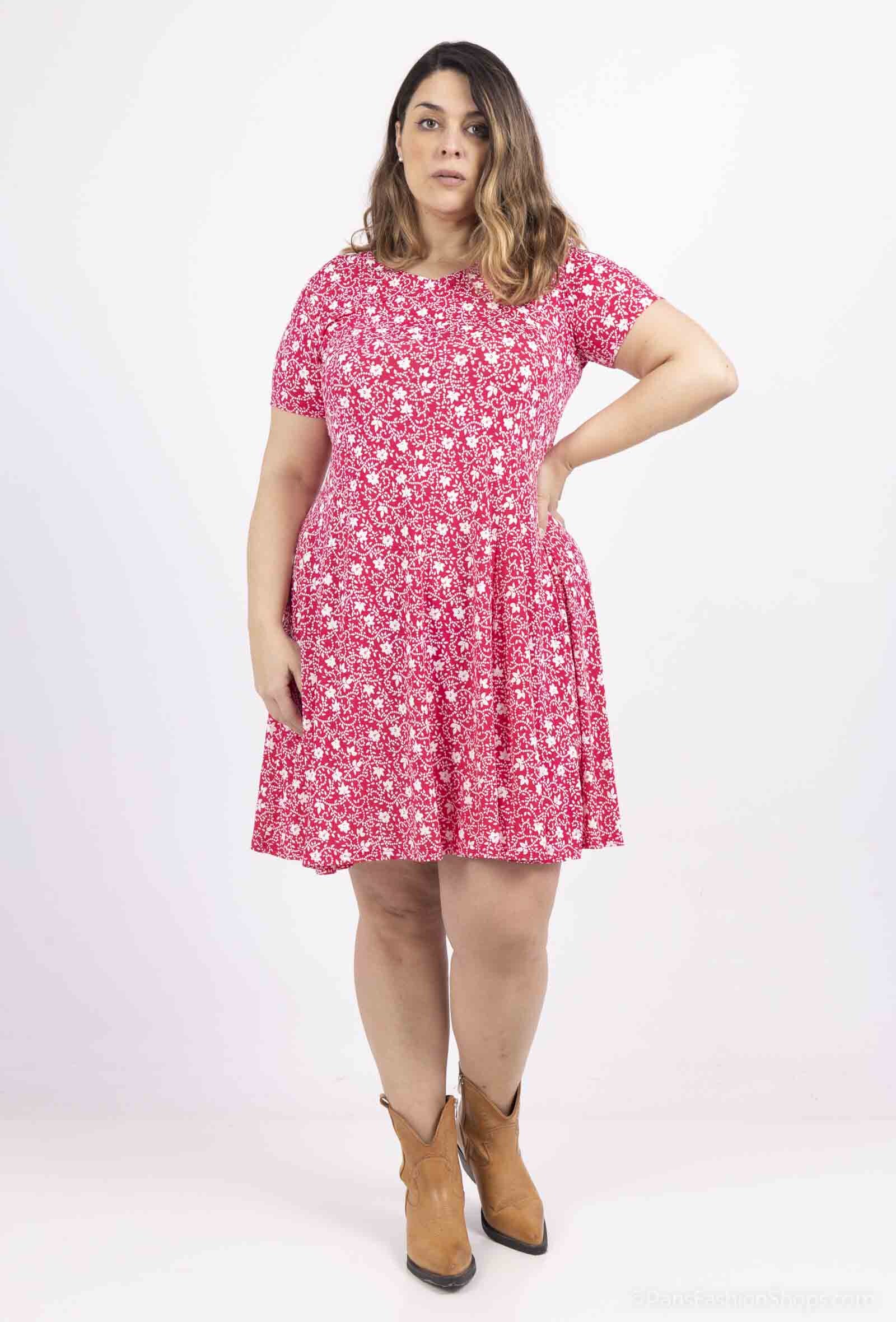 Plus Size Flared Printed Dress