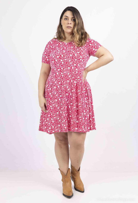 Plus Size Flared Printed Dress