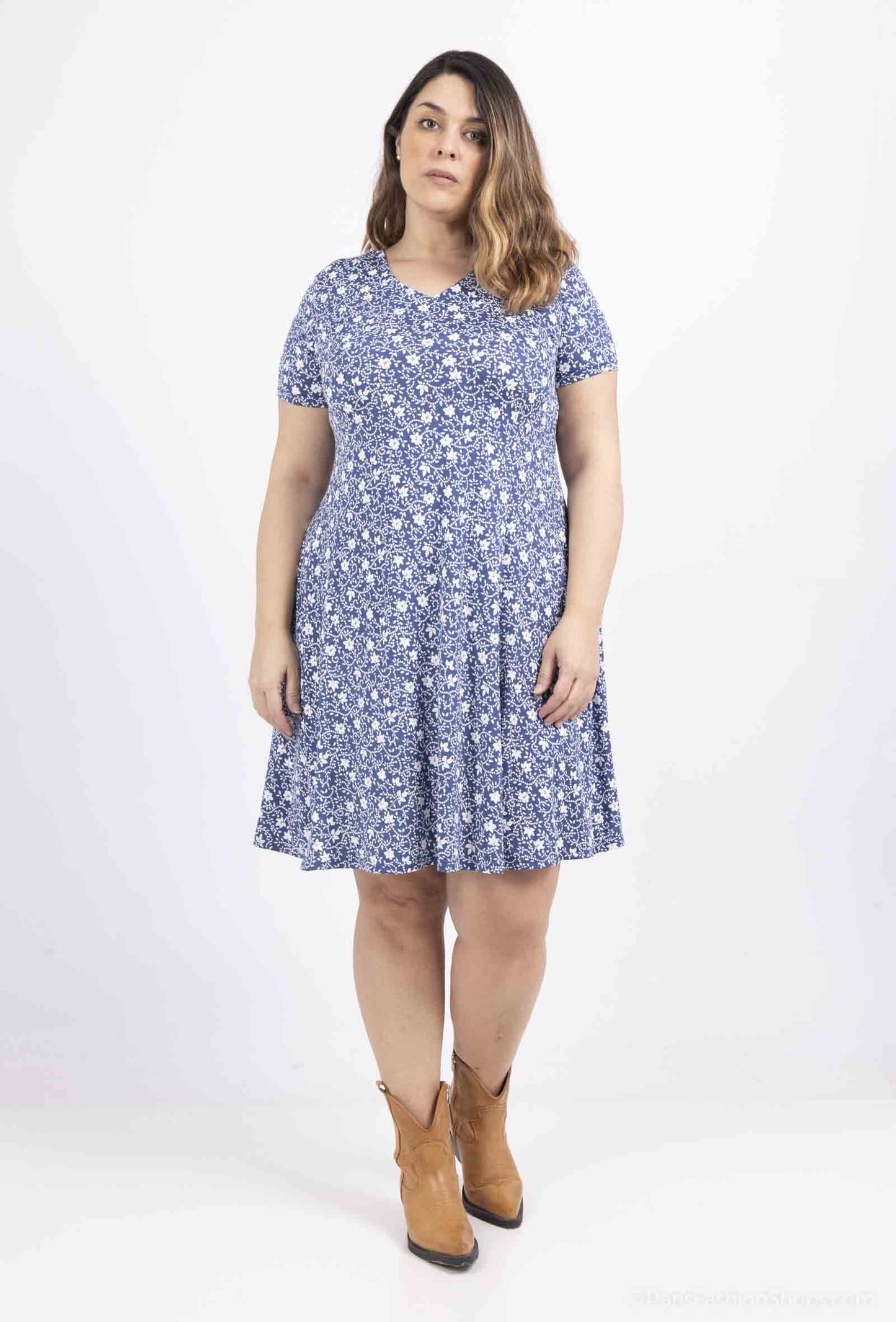 Plus Size Flared printed dress