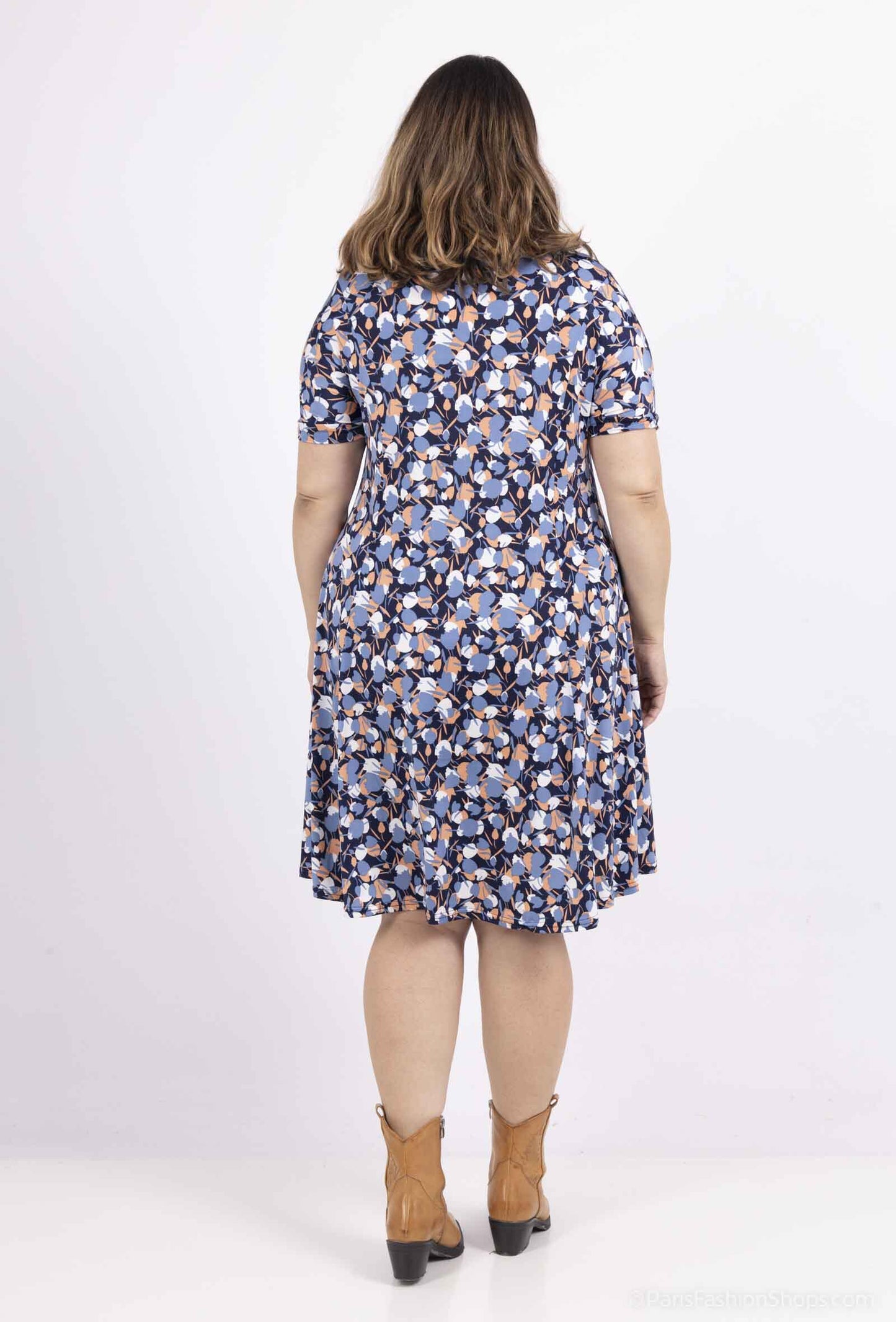 Plus Size Flared Printed Dress