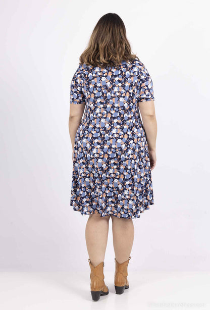Plus Size Flared Printed Dress