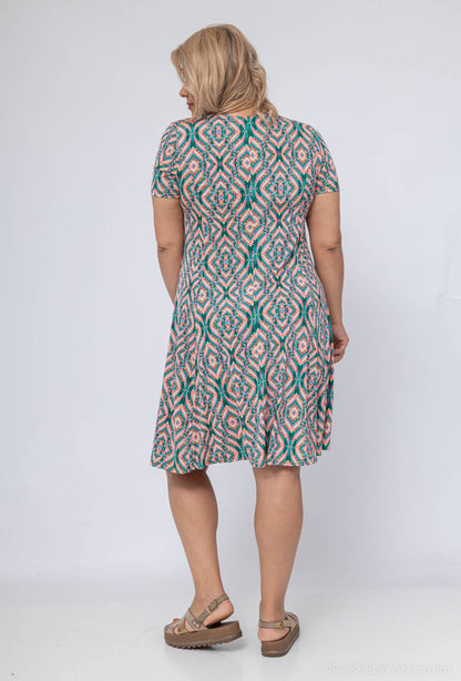 Plus Size Flared Printed Dress