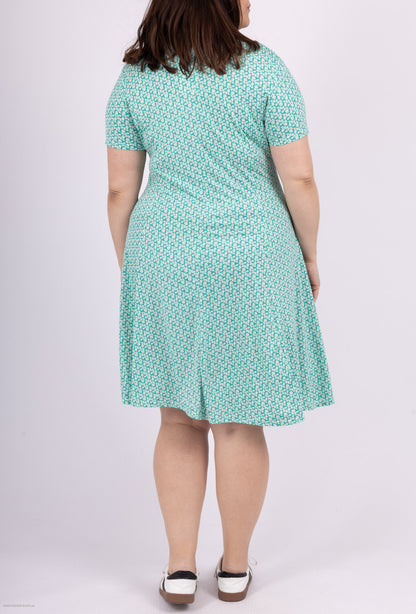 Plus Size Facked Tryckt Klänning