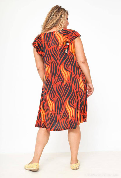 Plus Size Tryckt Klänning för Stiliga Kvinnor
