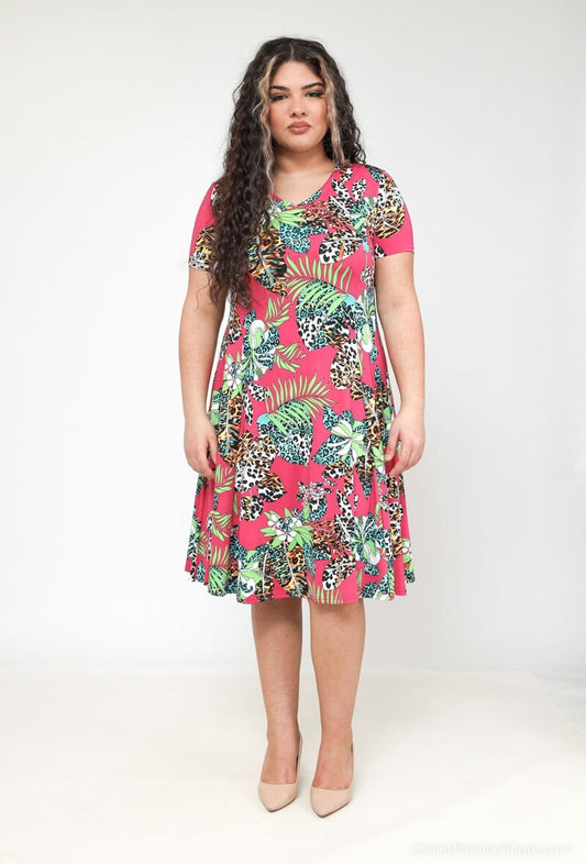 Plus Size Printed Dress för Styla och Bekvämlighet