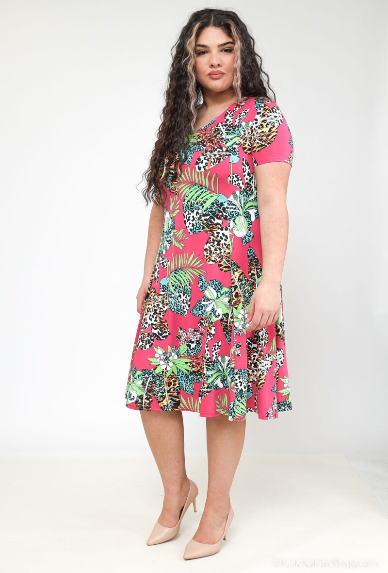 Plus Size Printed Dress för Styla och Bekvämlighet