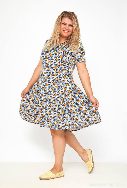 Plus Size Tryckt Klänning