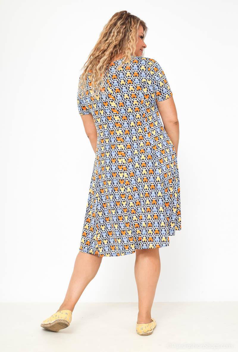 Plus Size Tryckt Klänning
