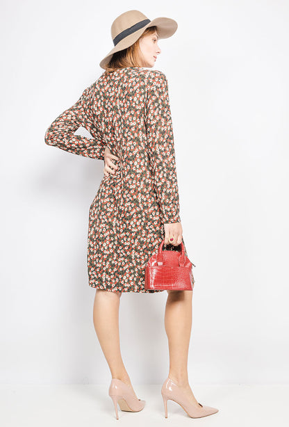 Plus Size Printed Dress med Fickor